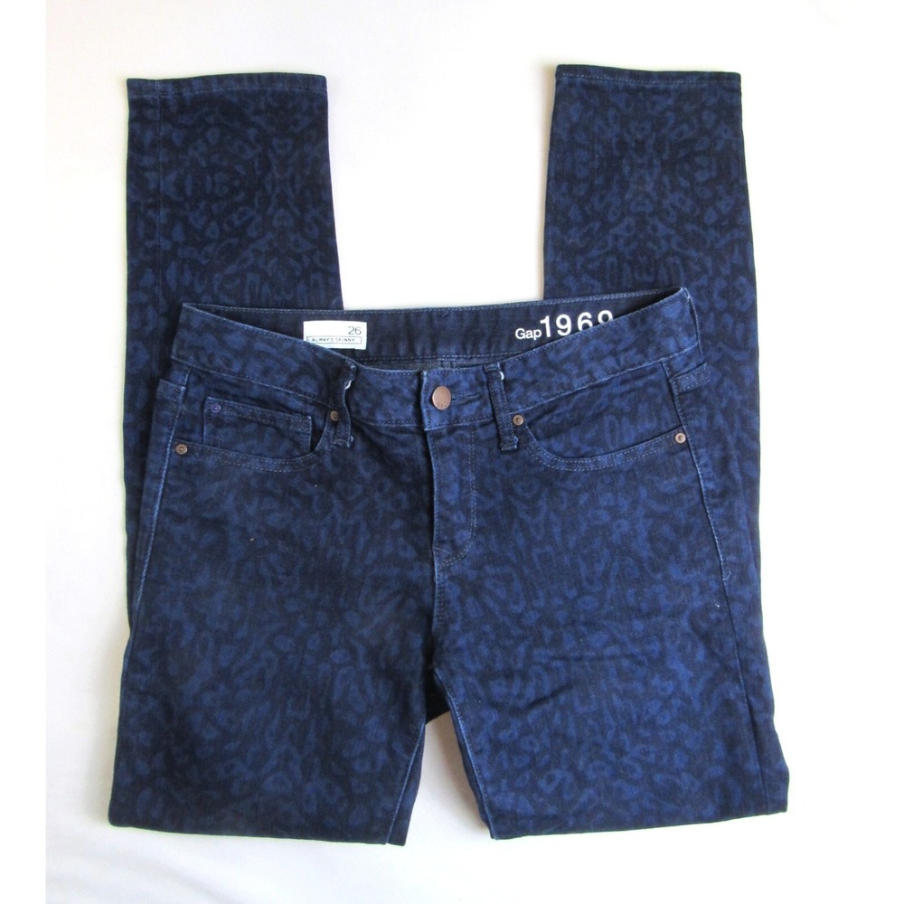 Gap 1969 Jeans Always Skinny Blue Cheetah Print Women's Size 26